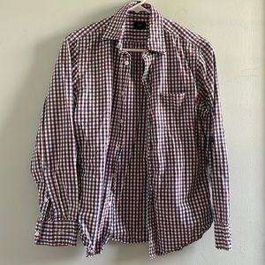 J. Crew Red and Blue Checkered Men's Button-Down Shirt